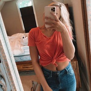 coral pocket tee!! make me an offer :)